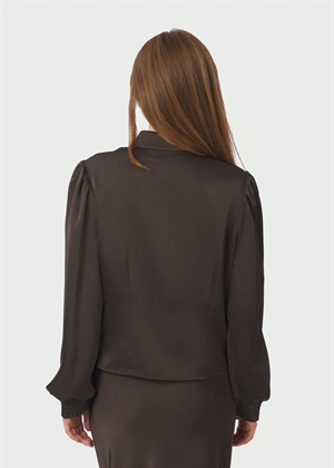 Fransala heavy sateen skjorte Dark Brown Neo Noir 